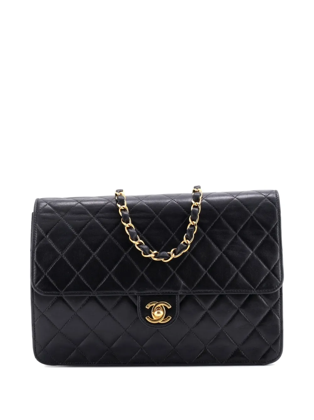 CHANEL Pre-Owned Square Classic Single Flap Bag Quilted Lambskin Jumbo shoulder bag - Nero