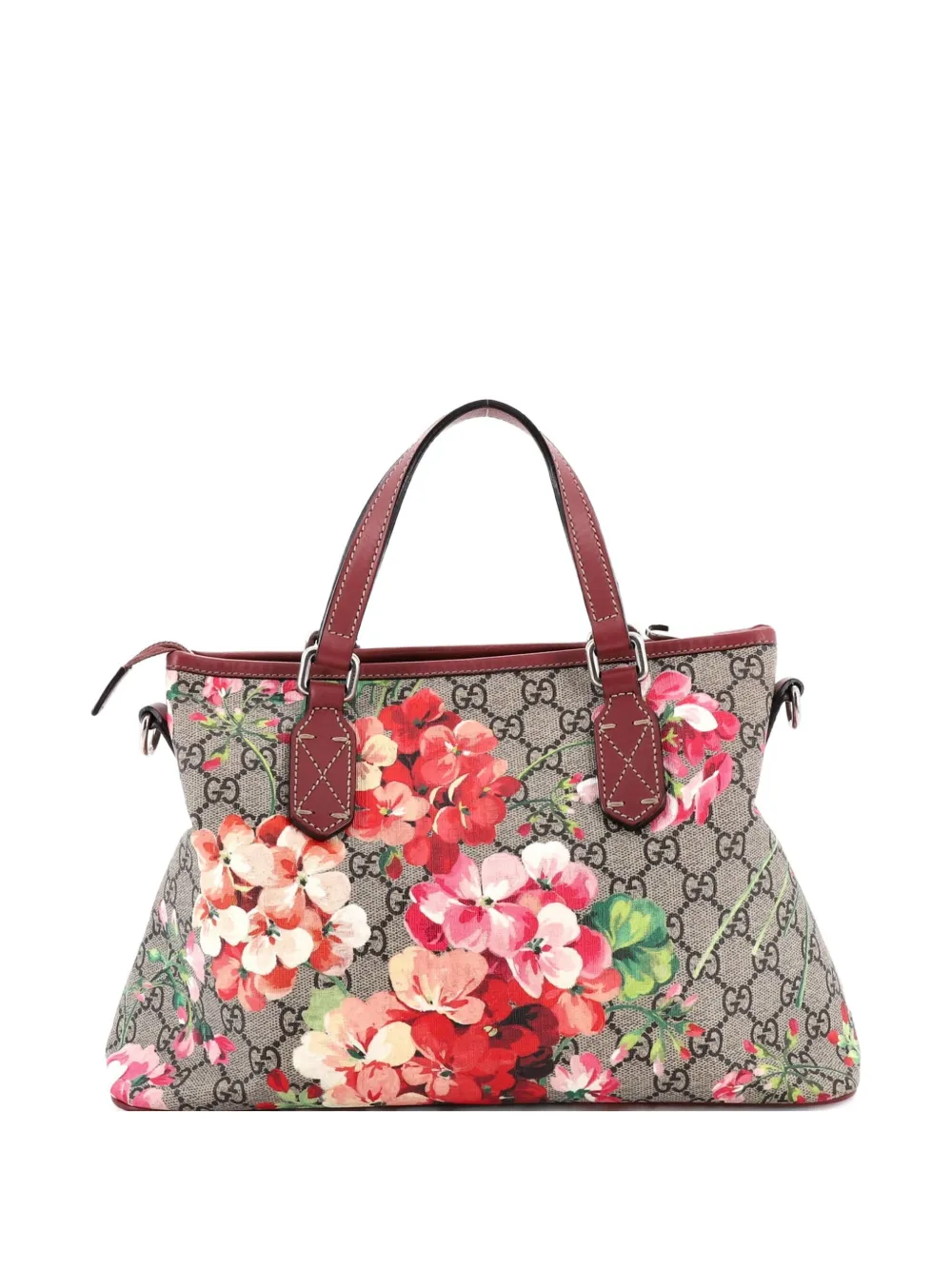 Gucci Pre-Owned Convertible Zip Blooms Print GG Coated Canvas Medium tote bag - Marrone