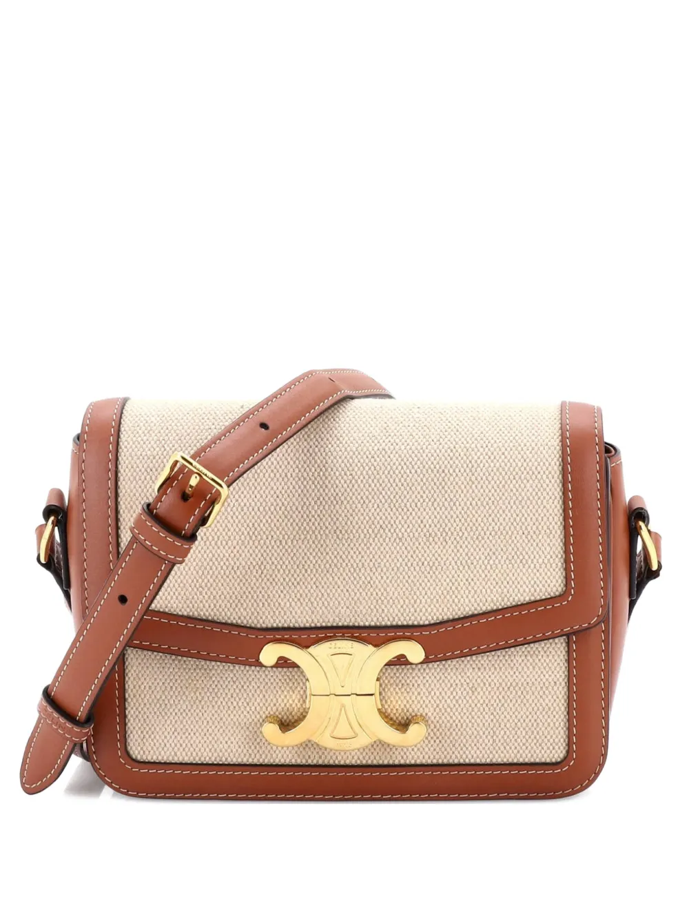 Celine Pre-Owned Triomphe Shoulder Bag Canvas with Leather Teen crossbody bag - Toni neutri