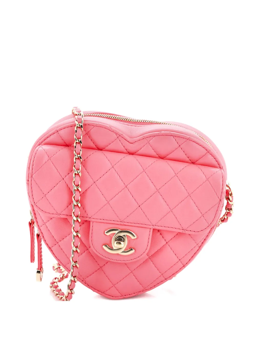 CHANEL Pre-Owned CC in Love Heart Bag Quilted Lambskin crossbody bag - Rosa