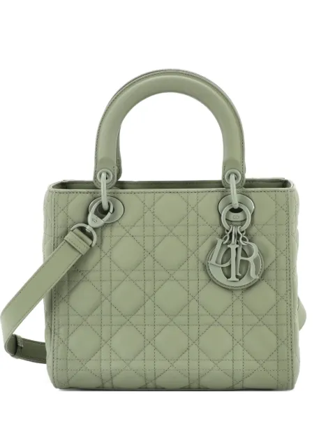 Christian Dior Pre-Owned Ultra Matte Lady Dior Cannage gewatteerde medium kalfsleren tas