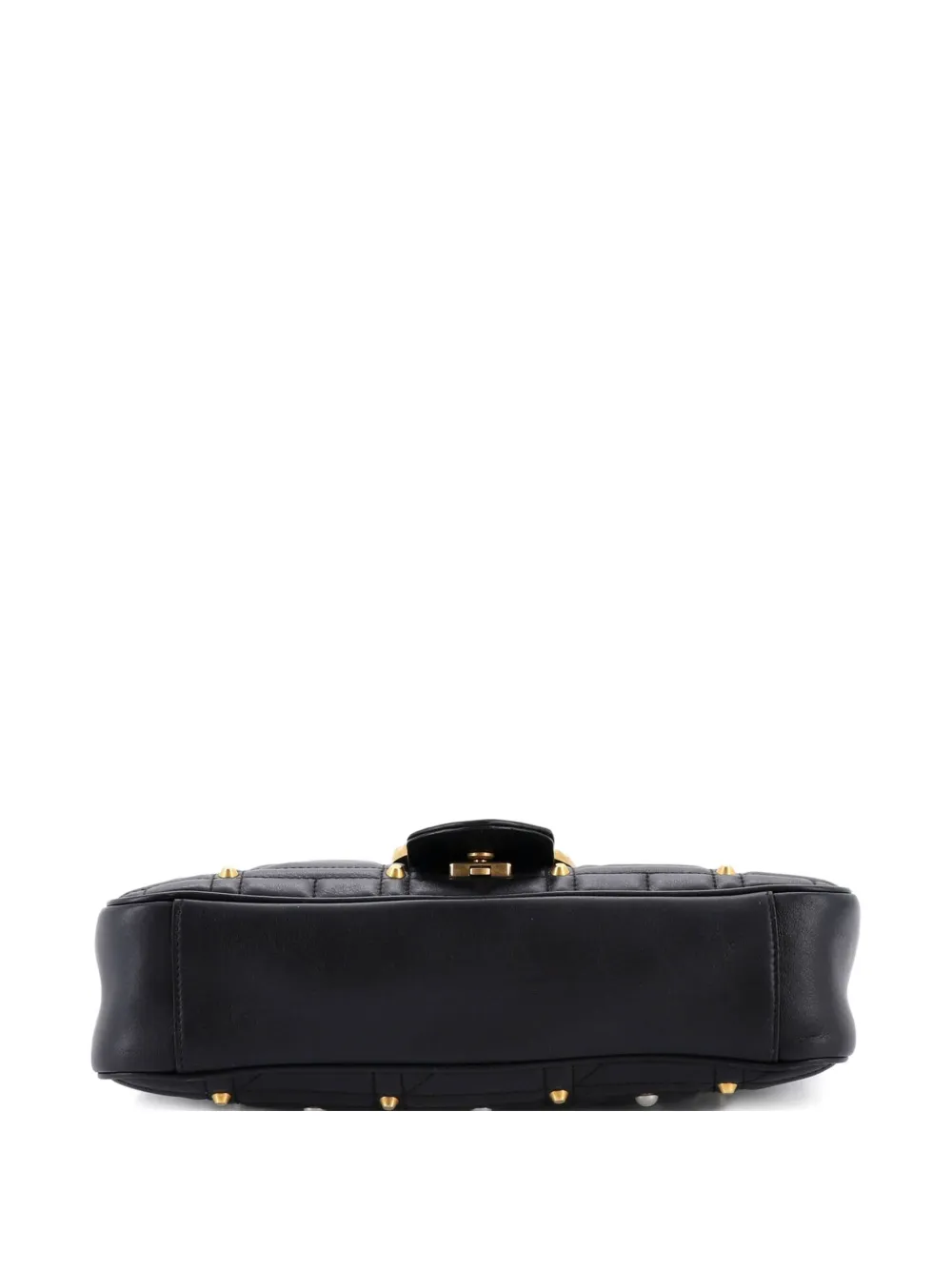  Gucci Pre-owned Pearly Gg Marmont Flap Bag Embellished Matelasse Leather Medium Shoulder Bag - Black 
