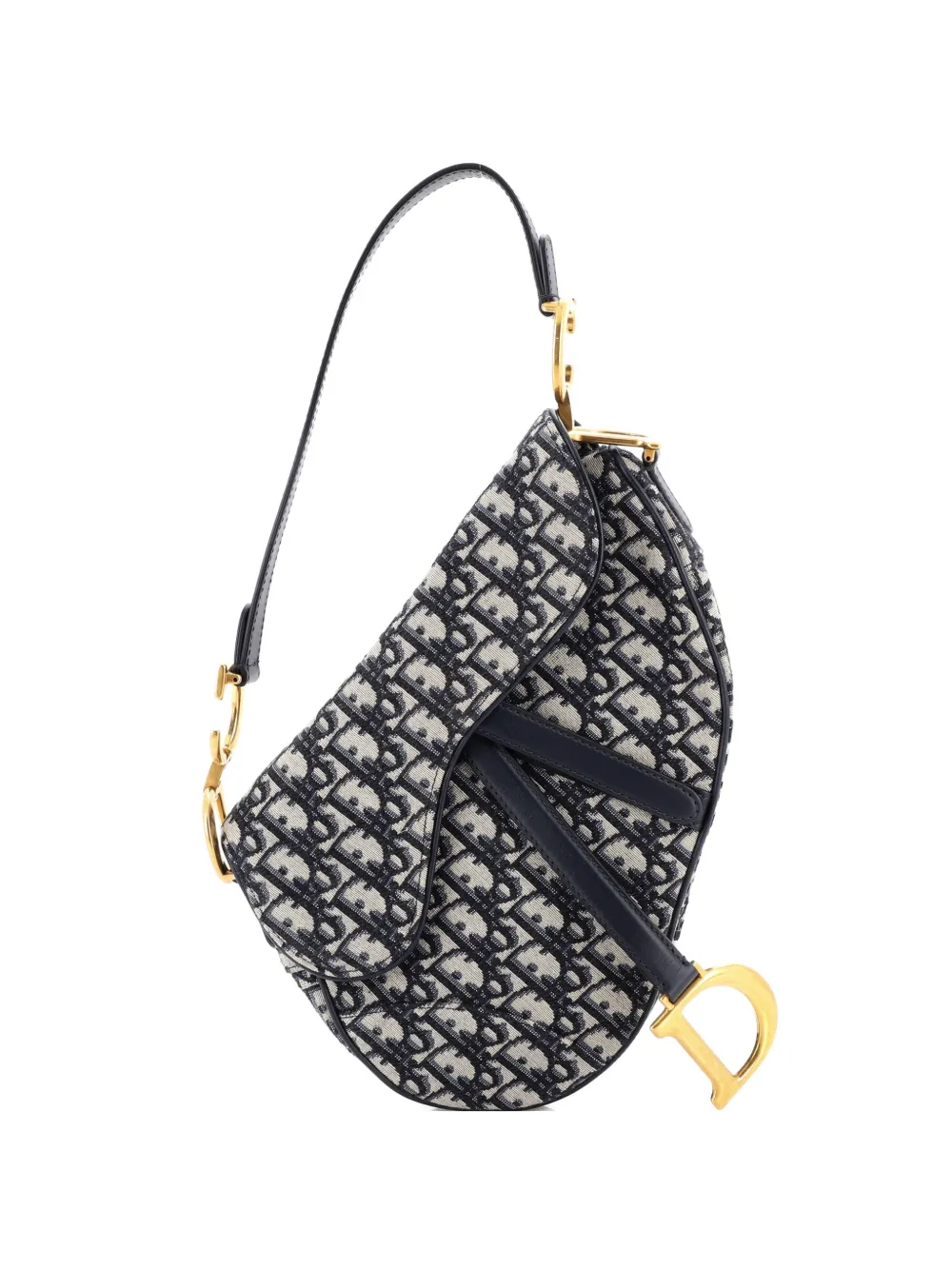 Christian Dior Pre-Owned Saddle Handbag Oblique Canvas Medium shoulder bag - Blu