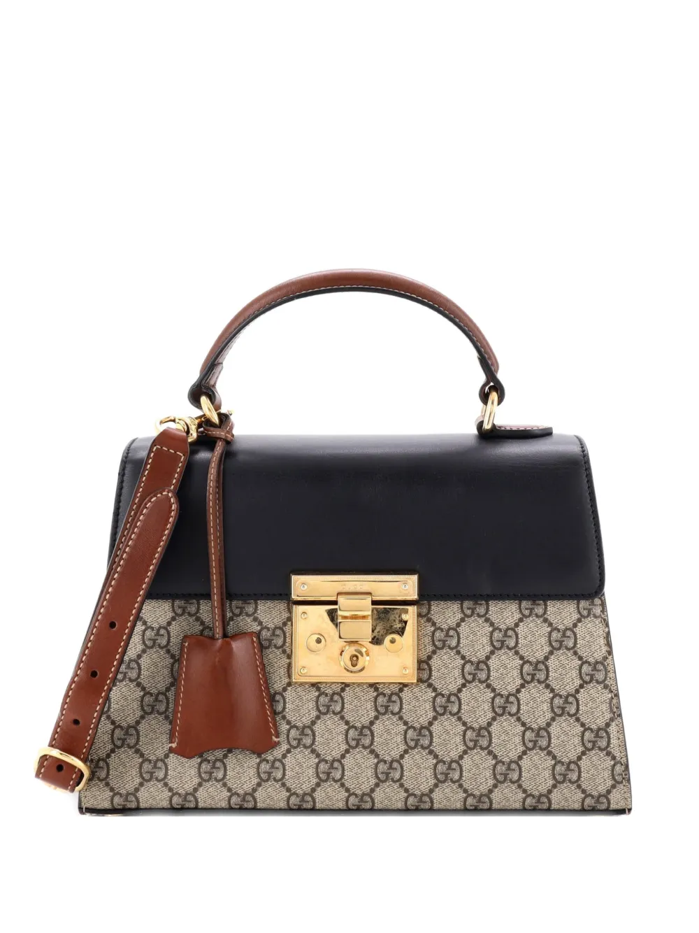 Gucci Pre-Owned Padlock Top Handle Bag GG Coated Canvas and Leather Small satchel - Nero