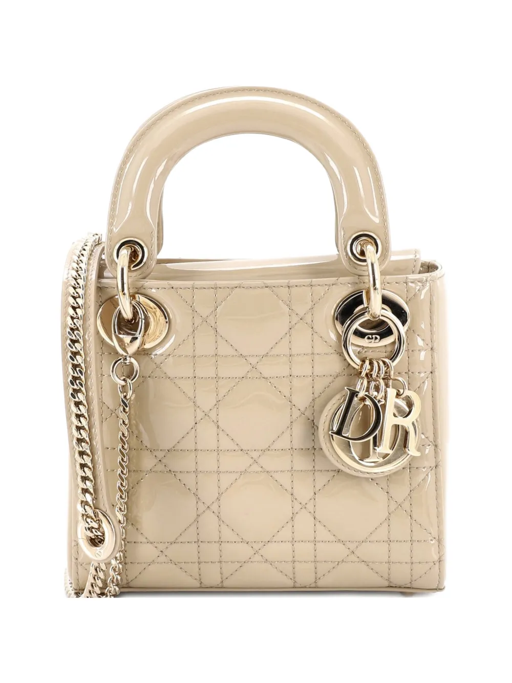 Christian Dior Pre-Owned Lady Dior Chain Bag Cannage Quilt Patent Mini satchel - Toni neutri