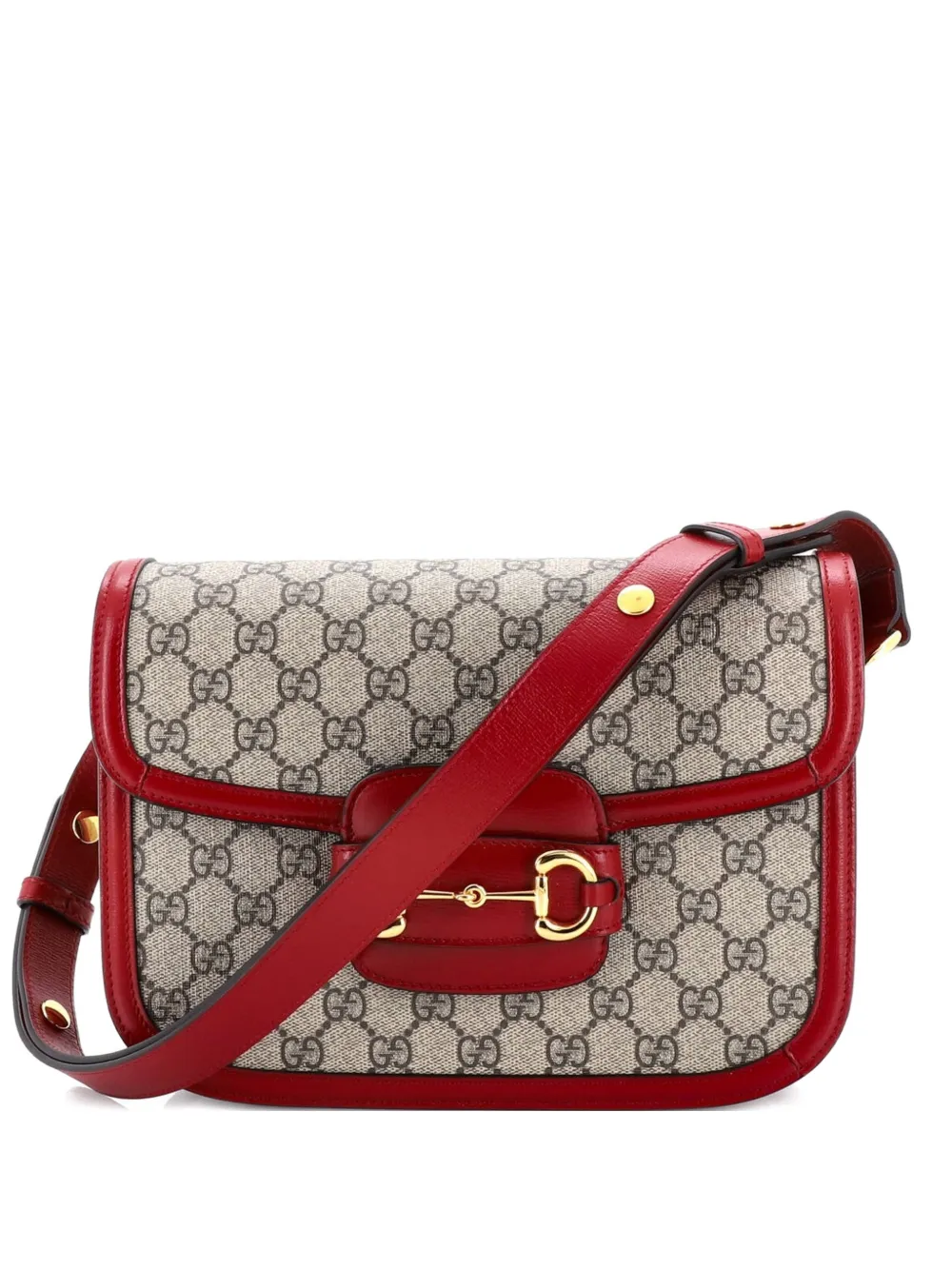 Gucci Pre-Owned Horsebit 1955 Shoulder Bag GG Coated Canvas with Leather Small crossbody bag - Marrone