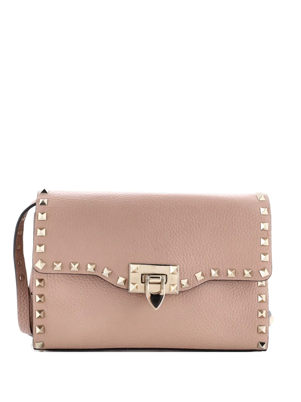 Valentino Garavani Pre-Owned Rockstud Flip Lock Flap Bag Leather Medium crossbody bag - Rosa