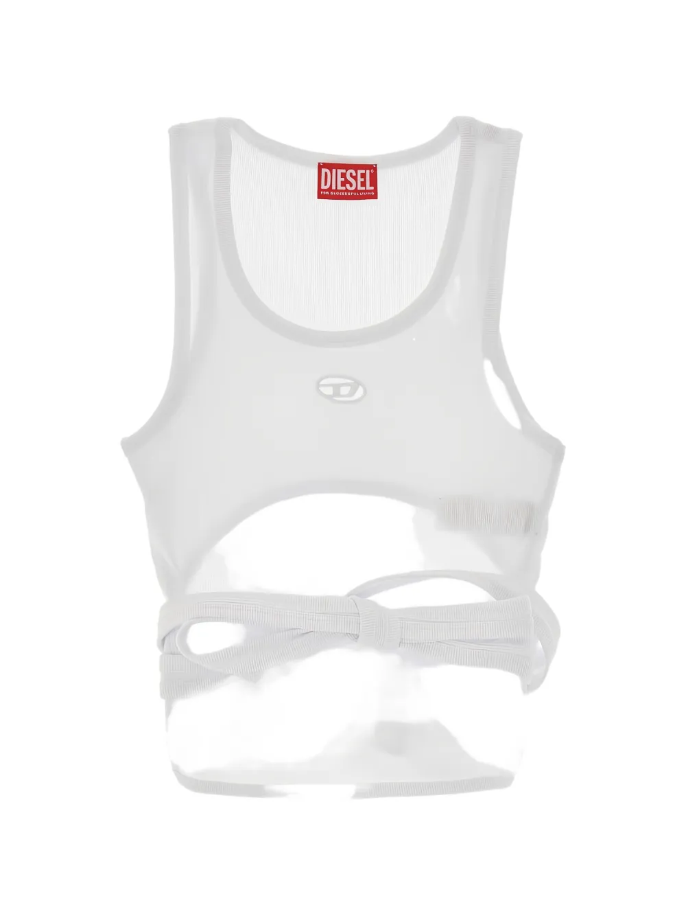 Diesel cut-out tie tank top - Bianco