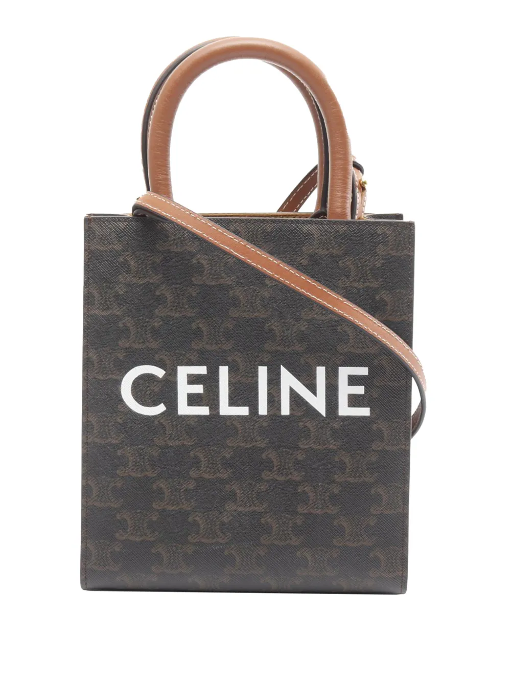Celine Pre-Owned 2021-2025 Mini Triomphe Coated Canvas Vertical Cabas satchel - Nero
