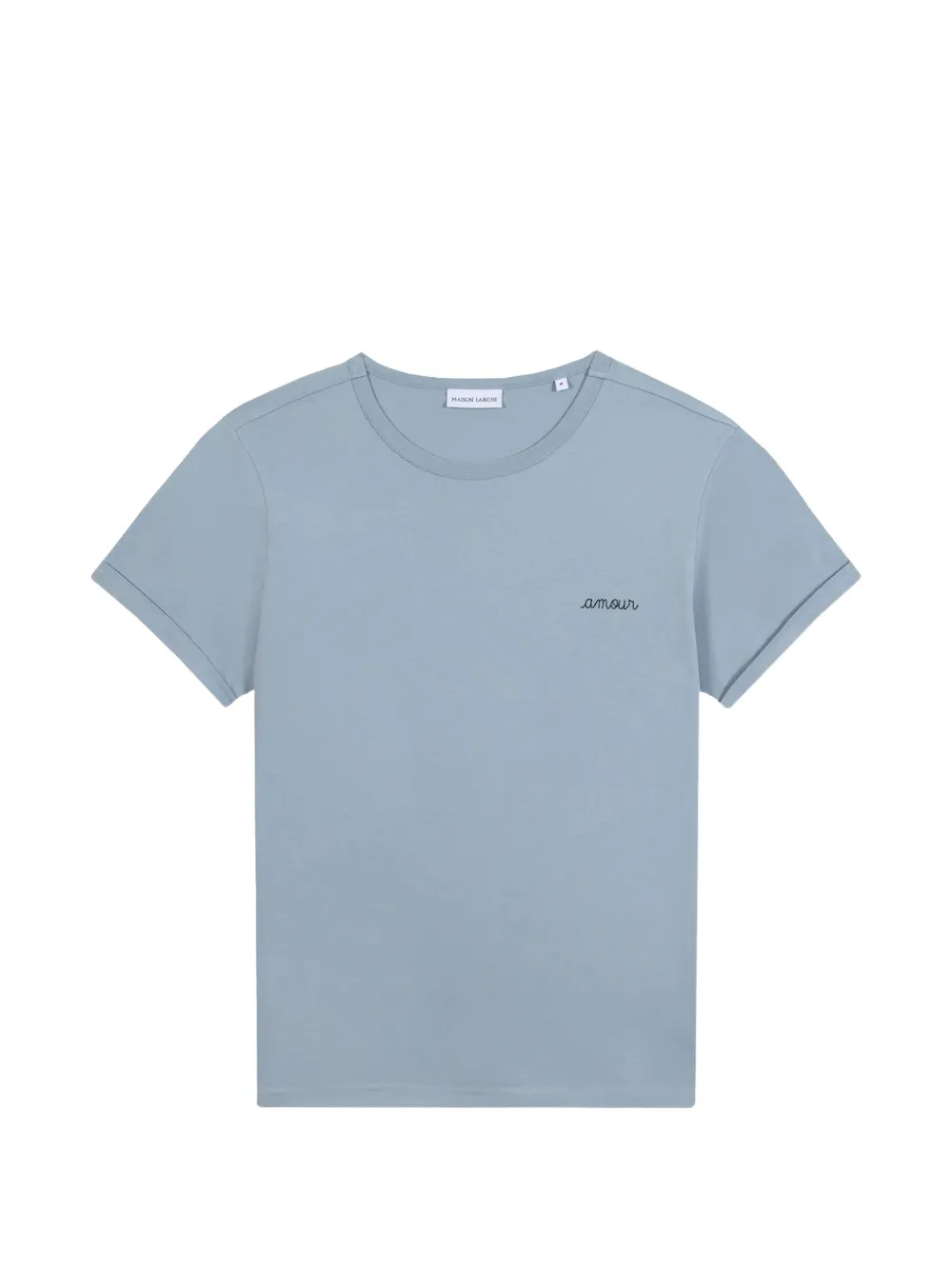 Maison Labiche lettering-embroidered short-sleeve T-shirt - Blu