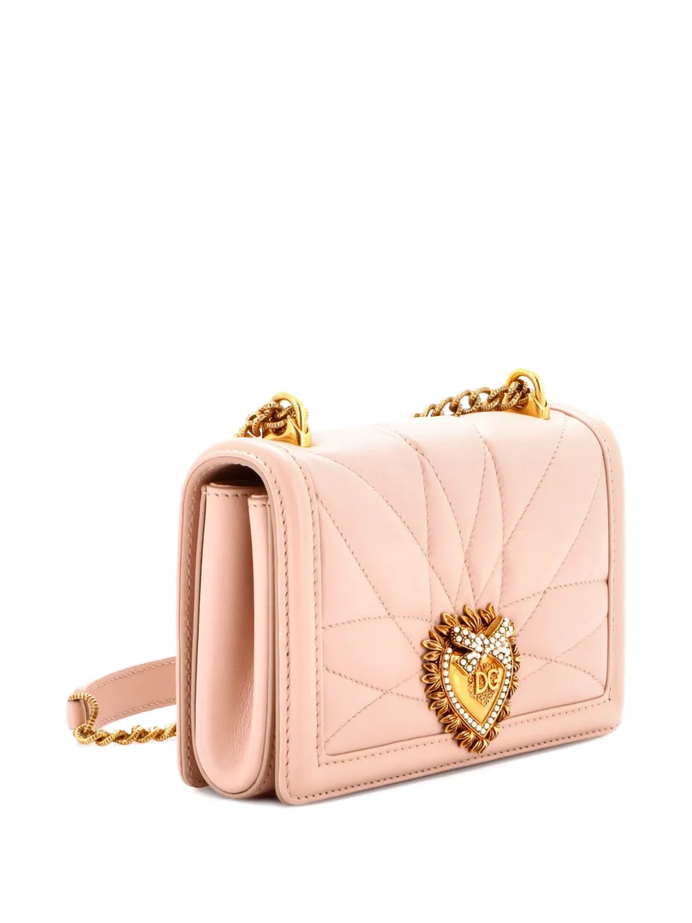  Dolce & Gabbana Pre-owned Devotion Full Flap Shoulder Bag Quilted Leather Small Crossbody Bag - Neutrals 