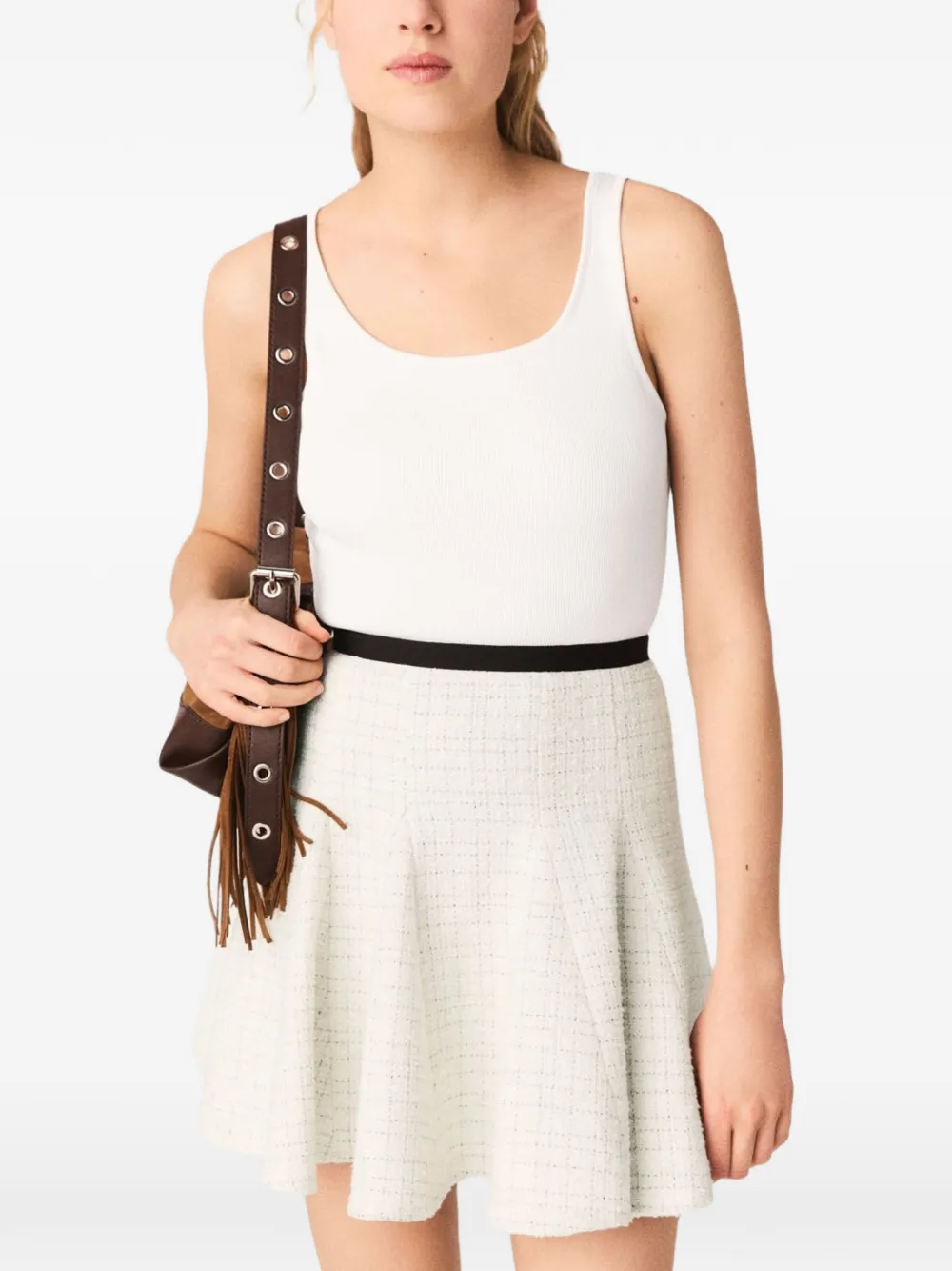 Maje Blouse met tweed-effect Beige