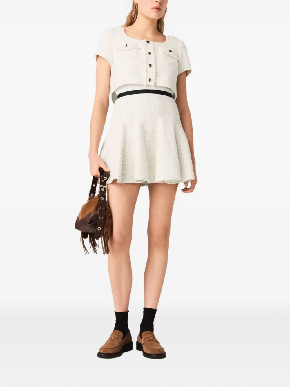 Maje Blouse met tweed-effect Beige
