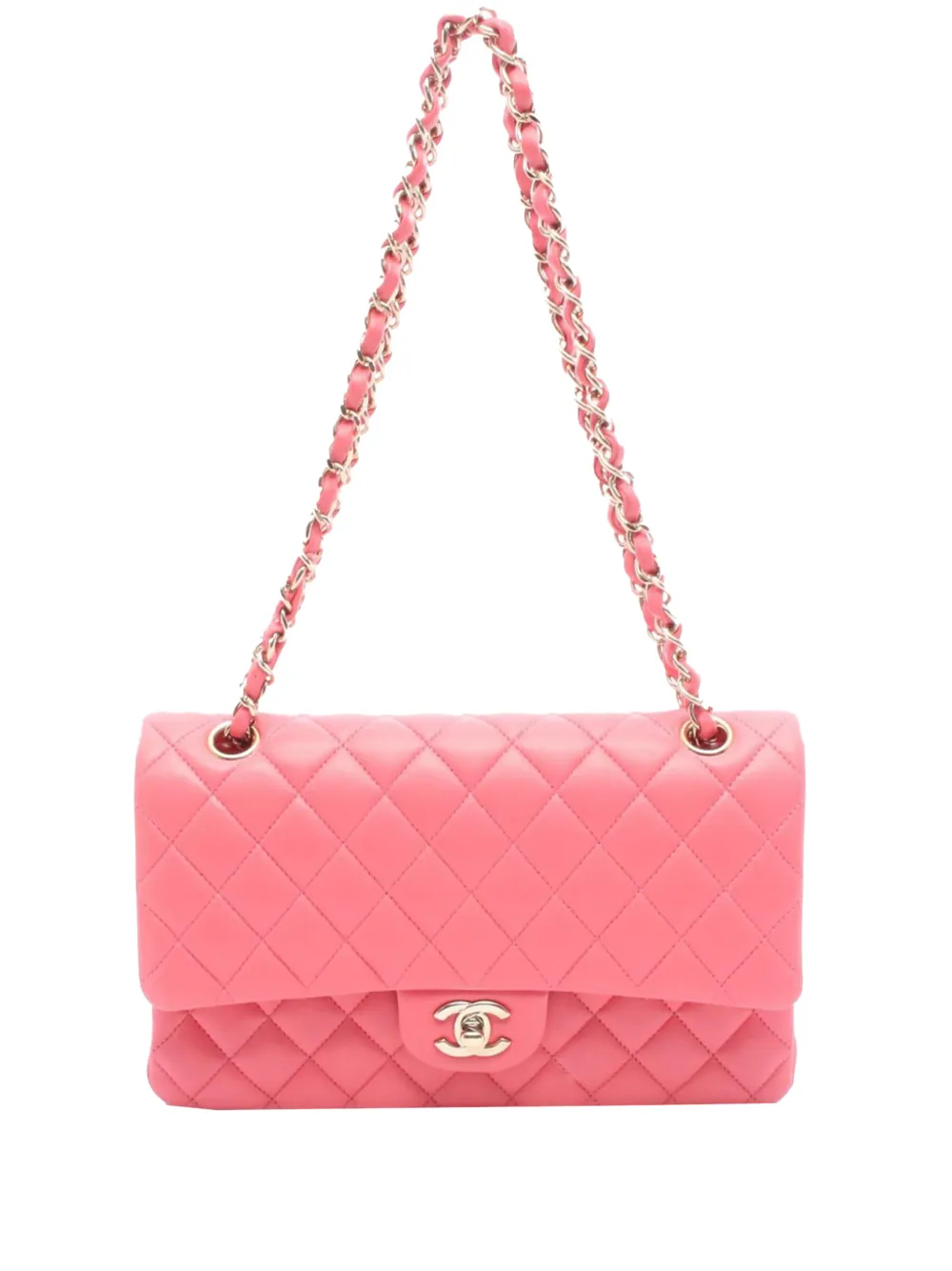 CHANEL Pre-Owned 2020 Medium Classic Lambskin Double Flap shoulder bag - Rosa