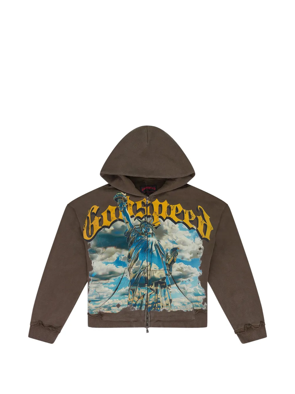 GODSPEED Chrome Liberty V2 zip-up hoodie - Marrone