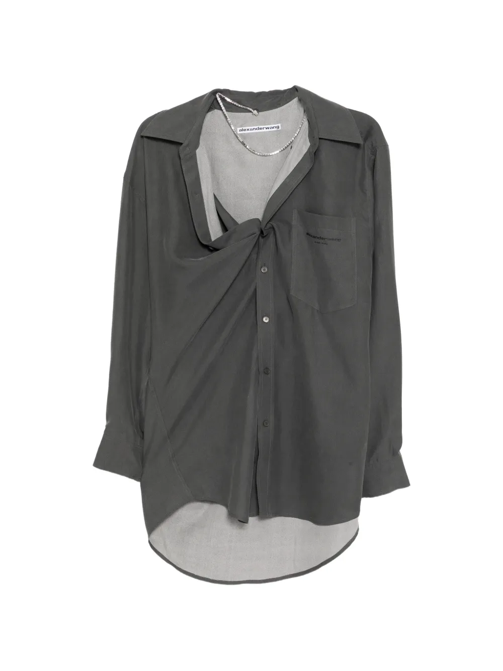 Alexander Wang logo-print shirt dress - Grigio