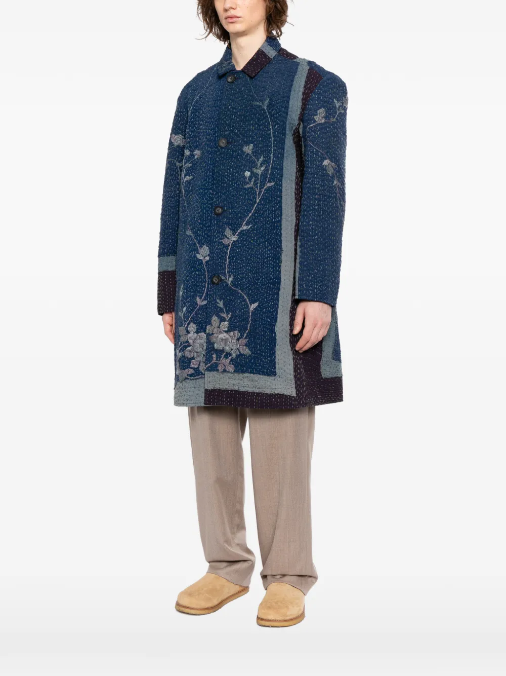  By Walid Silk Duster Coat - Blue 
