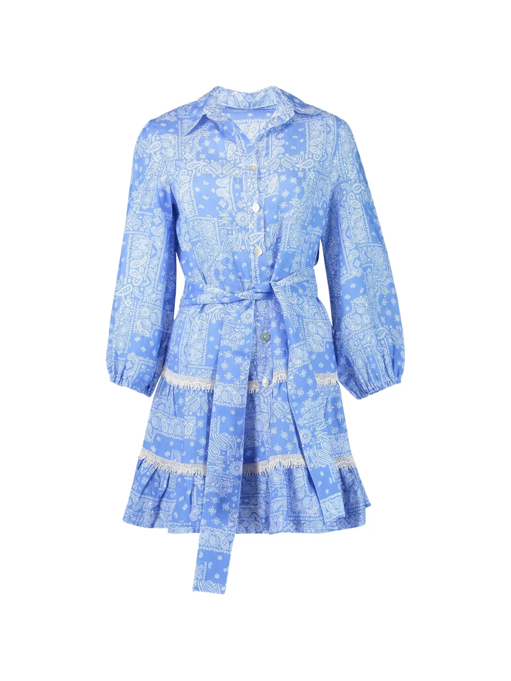 Temptation Positano Gelato bandana belted shirt dress - Blu