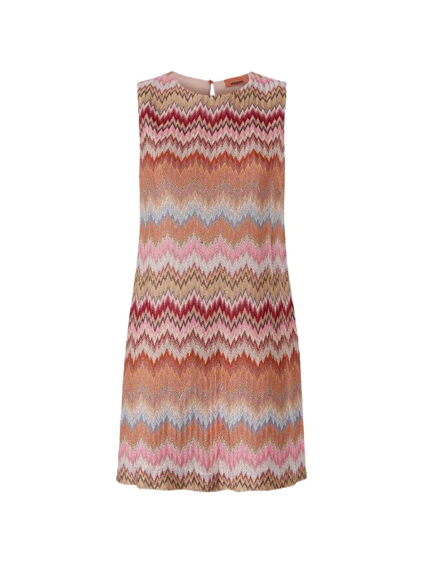 Missoni Zigzag-pattern Sleeveless Mini Dress in Orange