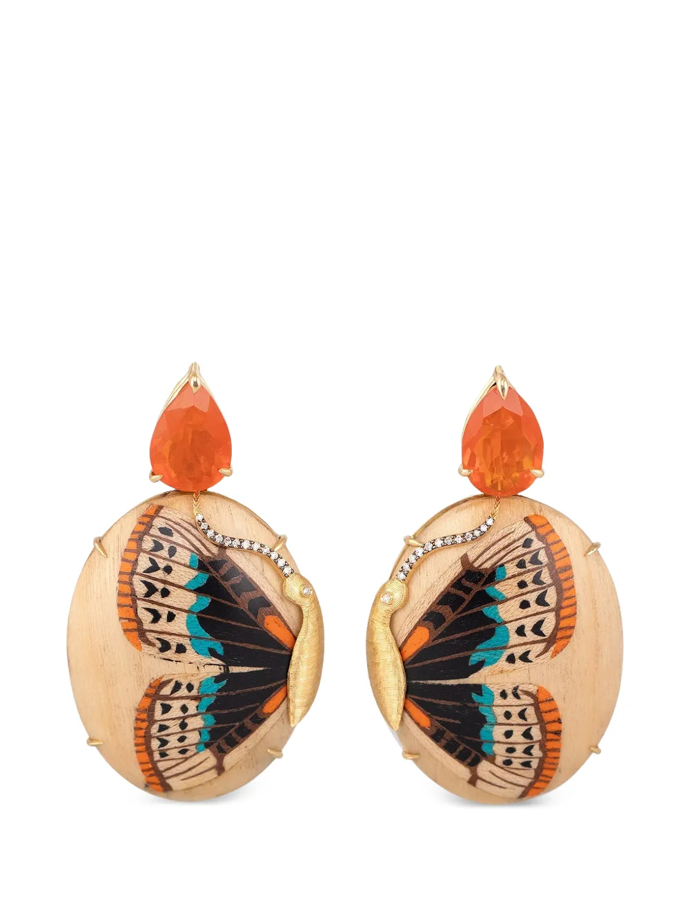 SILVIA FURMANOVICH diamond and fire-opal marquetry earrings - Oro