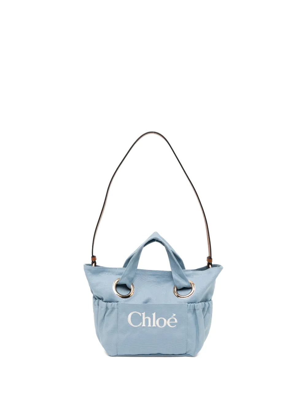 Chloé Kids logo-embroidered shoulder bag - Blu