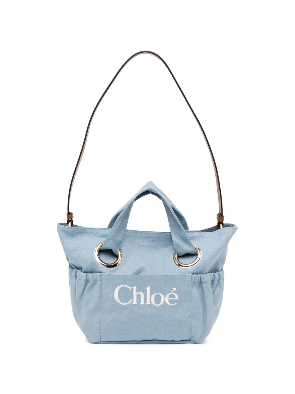 Chloé Kids logo-embroidered shoulder bag - Blu
