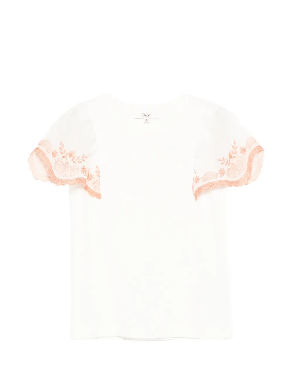 Chloé Kids T-shirt con ricamo floreale - Bianco