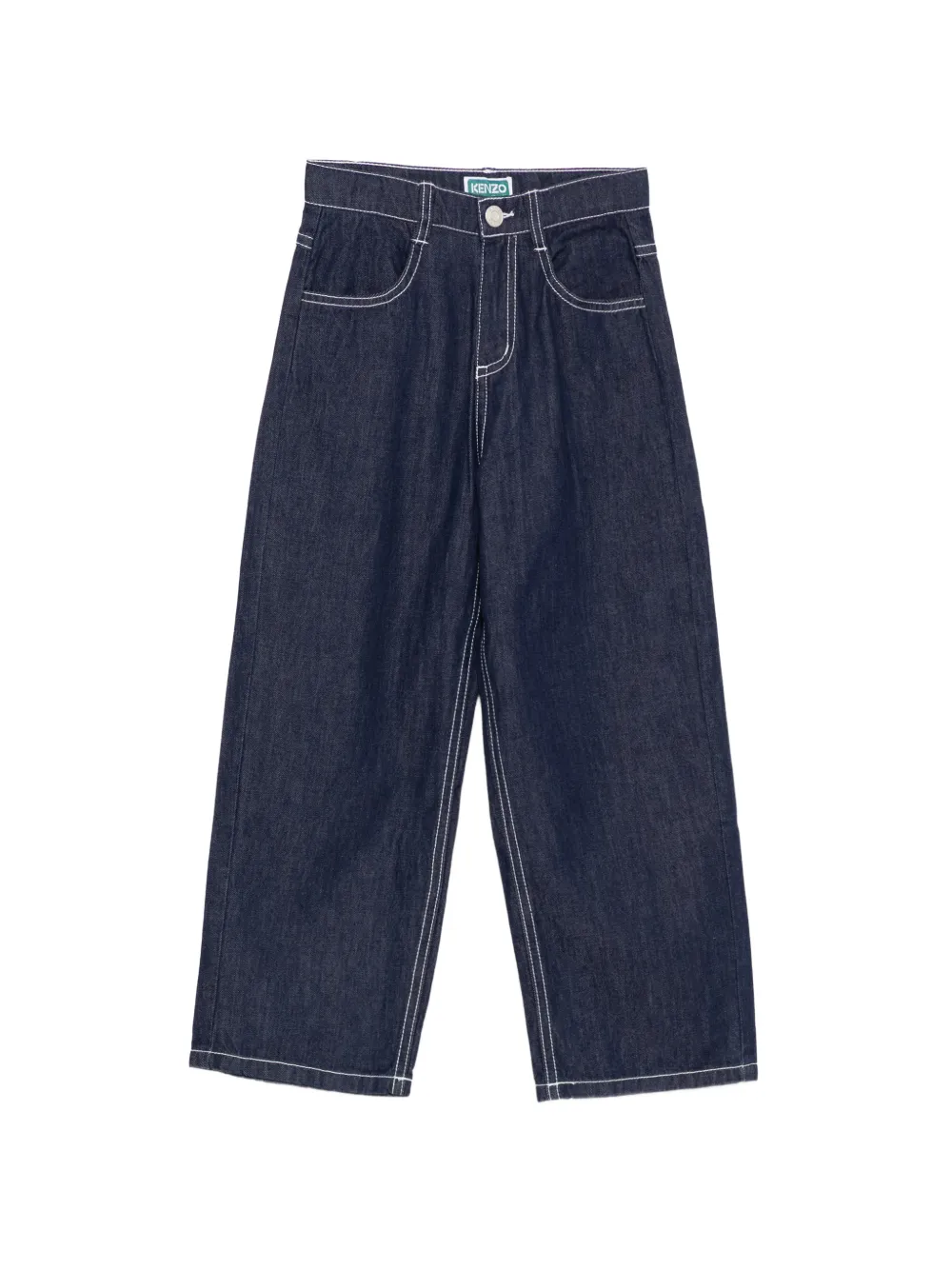 Kenzo Kids logo-patch jeans - Blu
