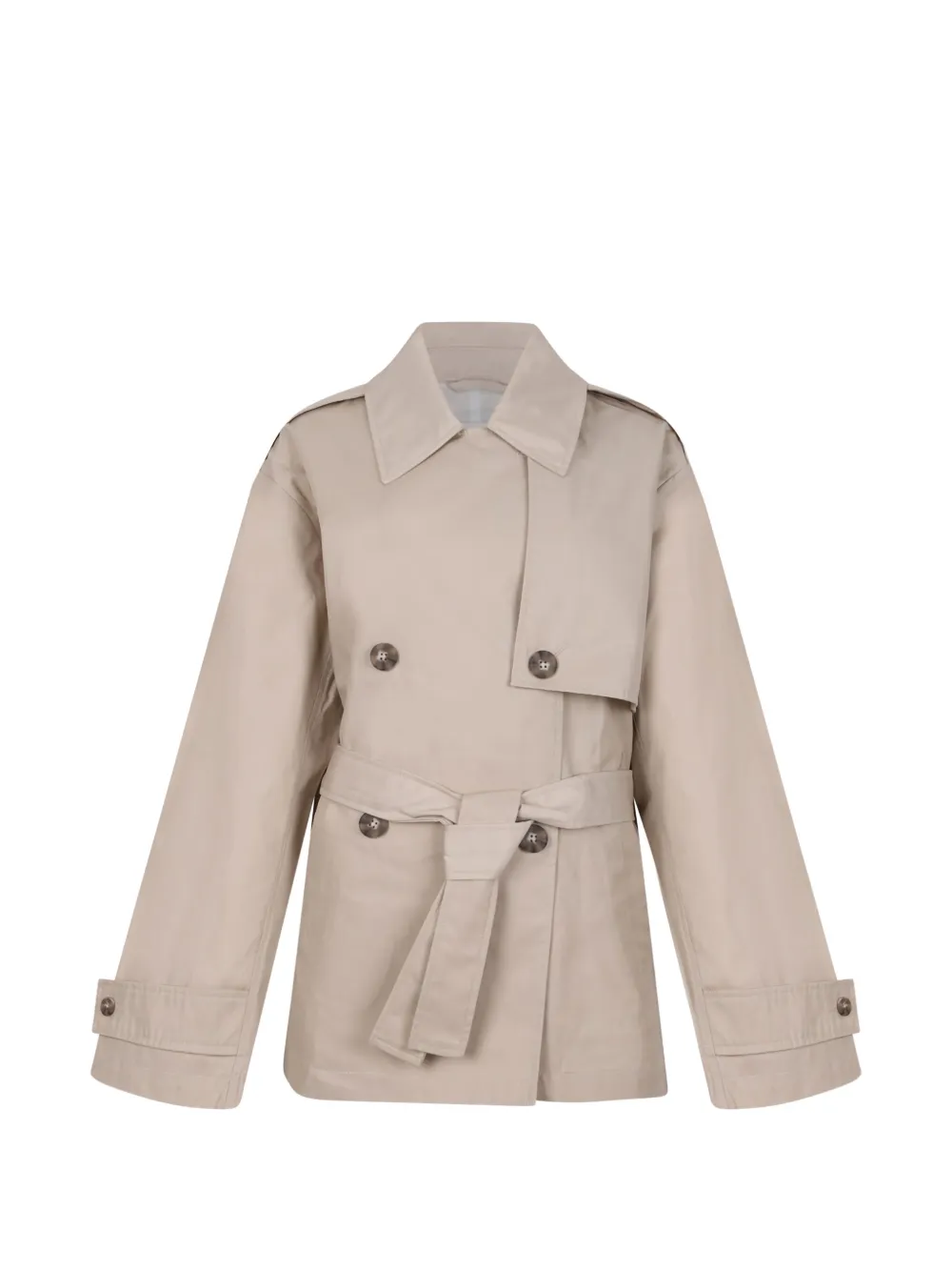 Calvin Klein Buttoned Belted Jacket In Neutral