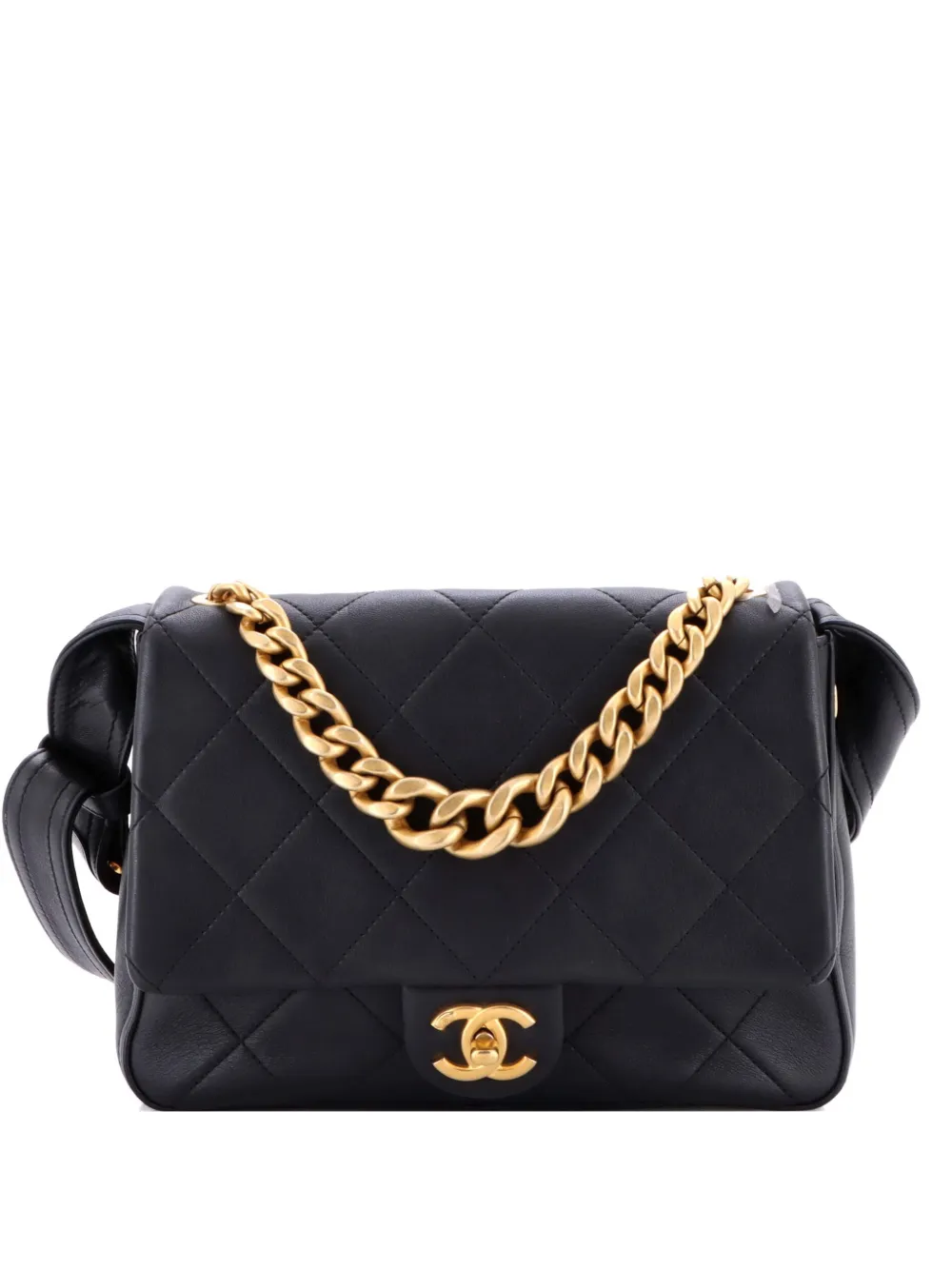 CHANEL Pre-Owned Chain Top Handle Messenger Flap Bag Quilted Lambskin Medium shoulder bag - Nero