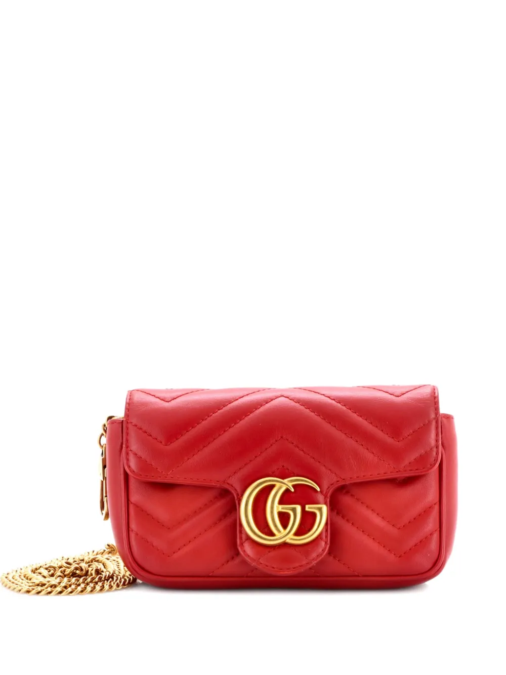 Gucci Pre-Owned GG Marmont Flap Bag Matelasse Leather Super Mini crossbody bag - Rosso