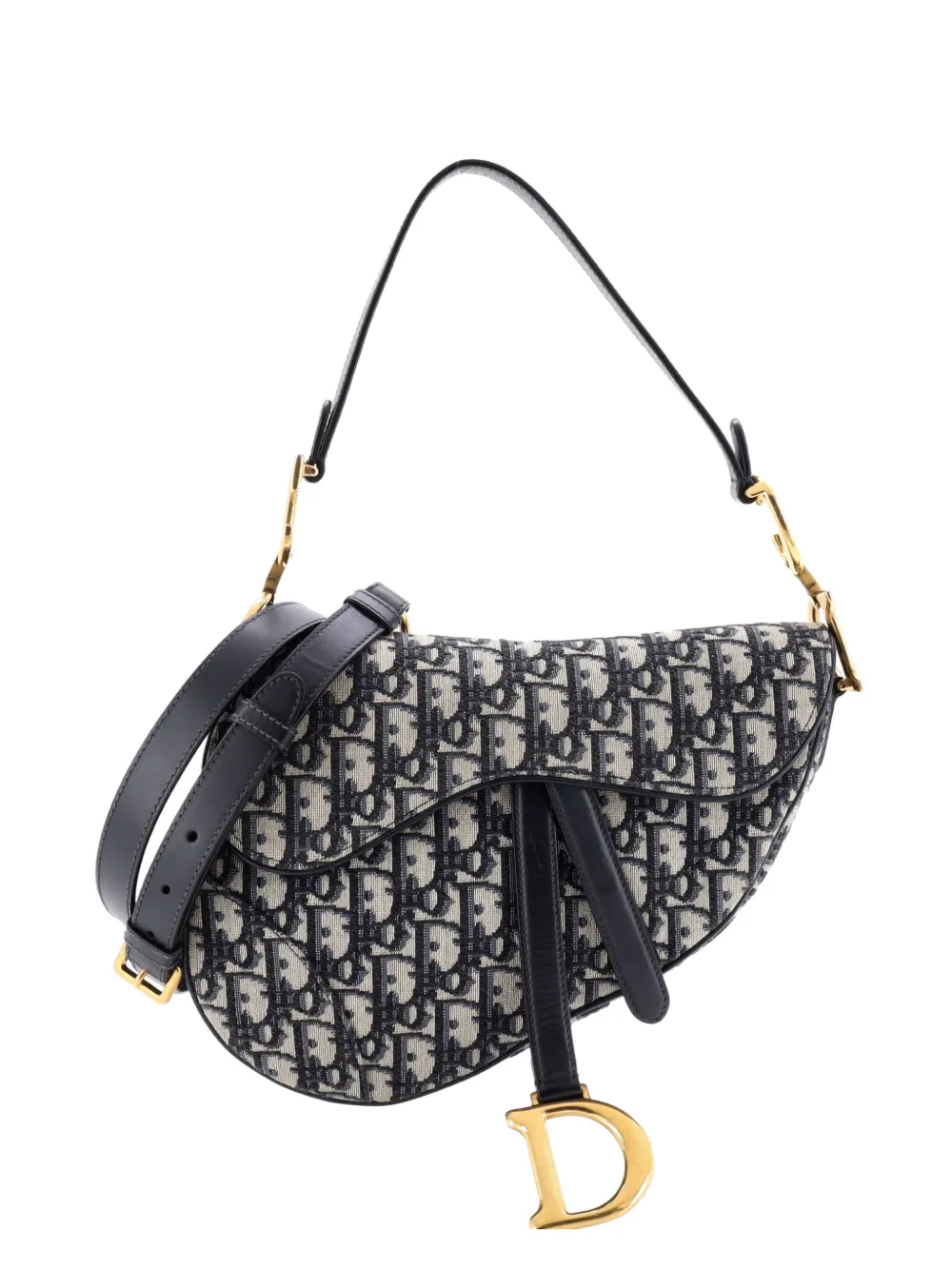 Christian Dior Pre-Owned Saddle Handbag with Strap Oblique Canvas Medium shoulder bag - Blu