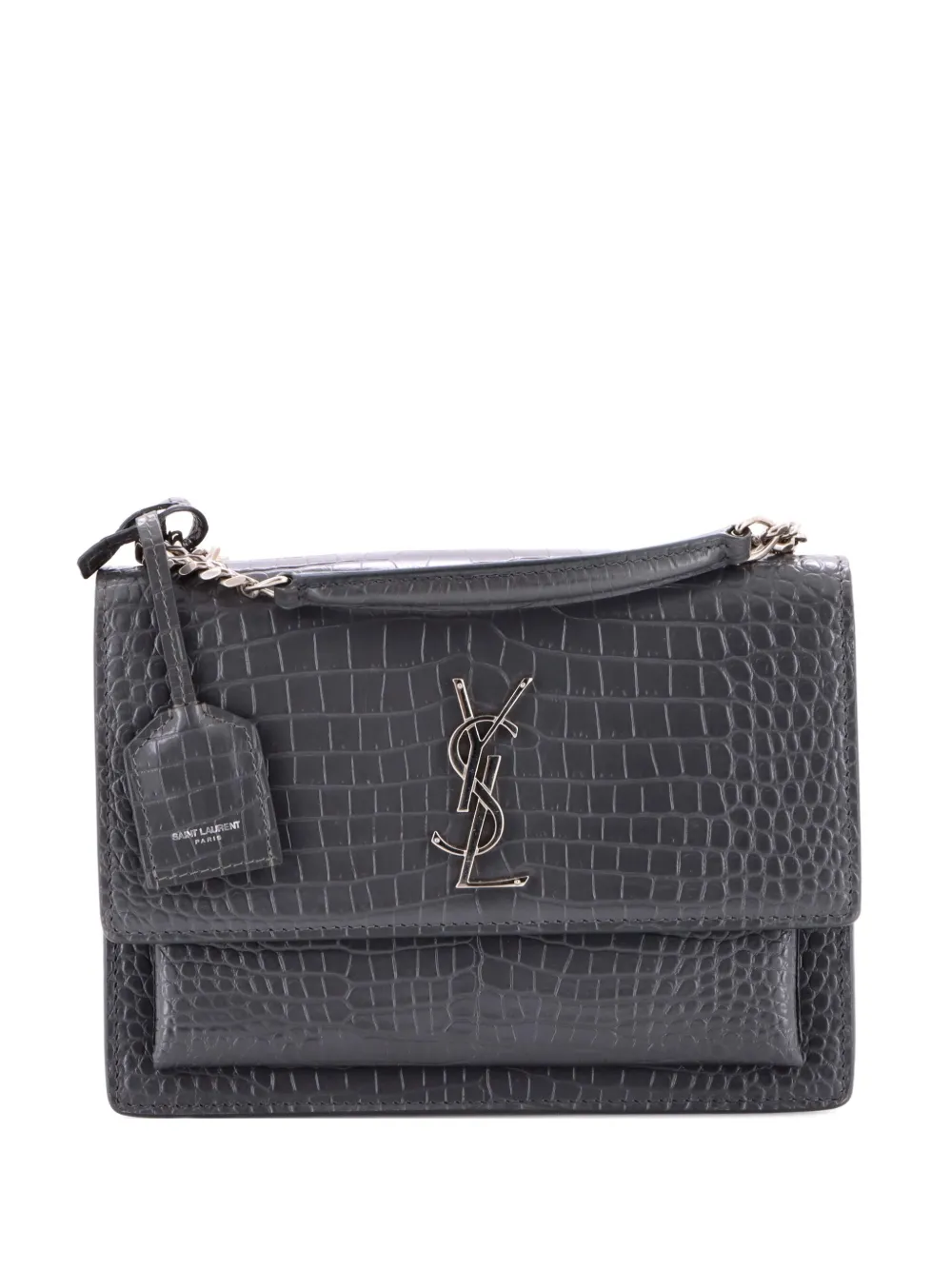 Saint Laurent Pre-Owned Sunset Crocodile Embossed Leather Medium crossbody bag - Grigio