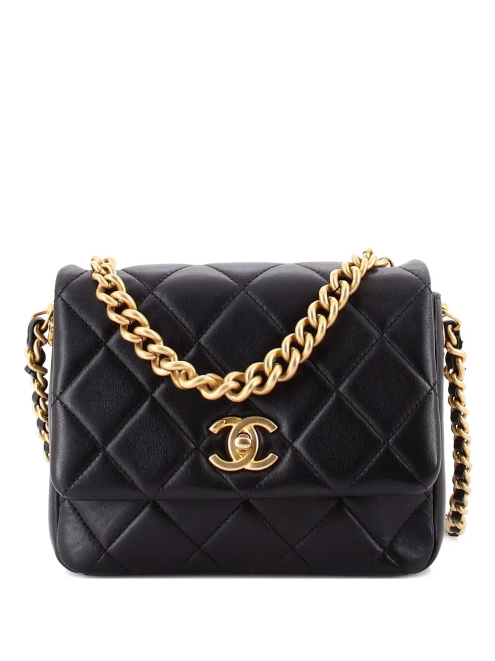 CHANEL Pre-Owned Side Note Flap Bag Quilted Lambskin Small crossbody bag - Nero
