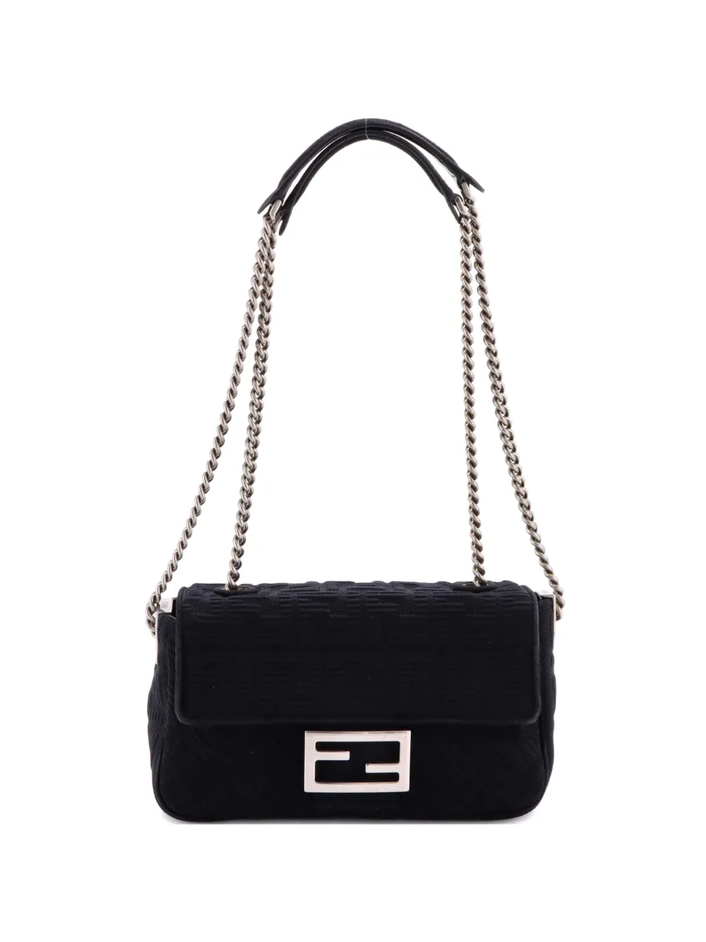 Fendi Pre-Owned Midi Baguette Chain Bag Zucca Technical Mesh Medium shoulder bag - Nero