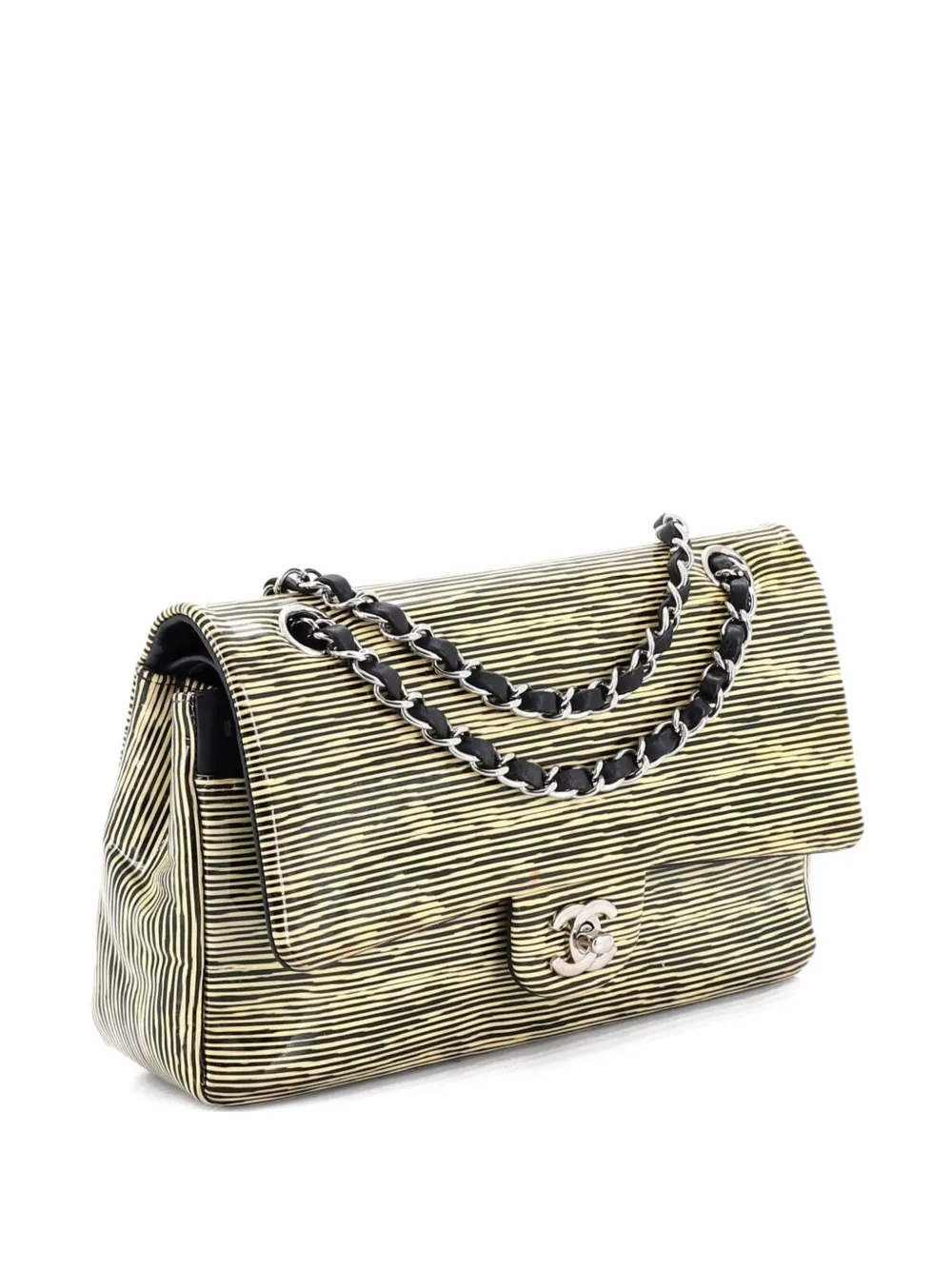 CHANEL Pre-Owned Classic Double Flap Bag Printed Patent Jumbo shoulder bag - Nero