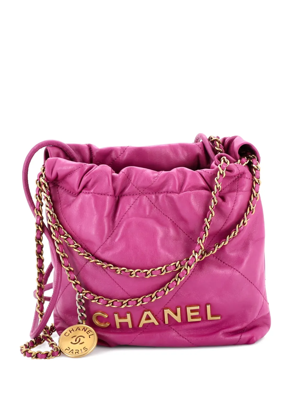 CHANEL Pre-Owned 22 Chain Hobo Quilted Calfskin Mini crossbody bag - Rosa