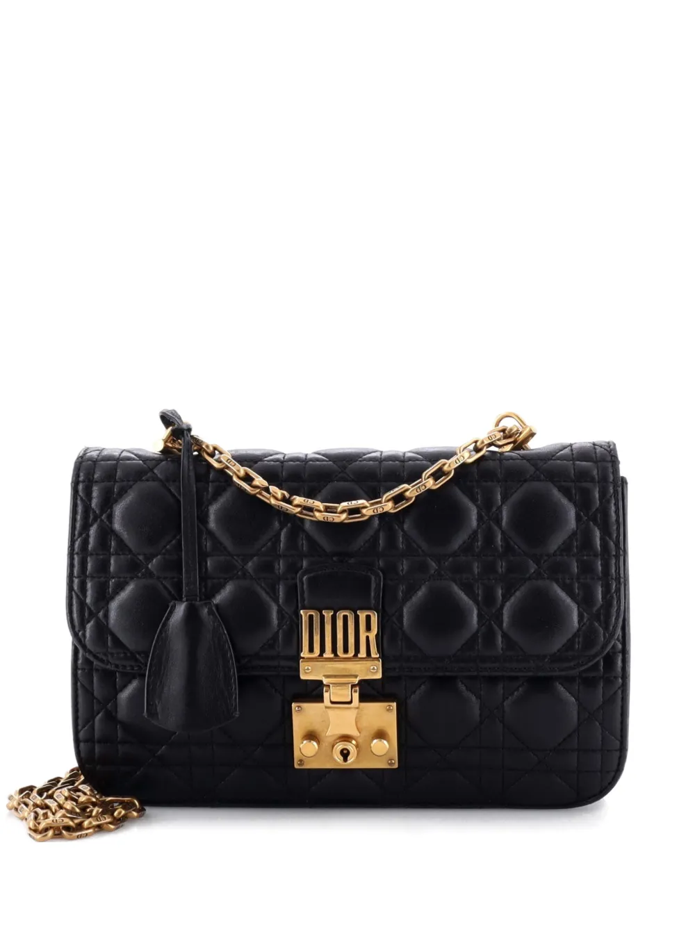 Christian Dior Pre-Owned Dioraddict Flap Bag Cannage Quilt Lambskin Medium shoulder bag - Nero