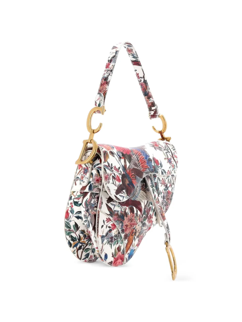 Saddle Handbag With Strap Printed Leather Medium Shoulder Bag