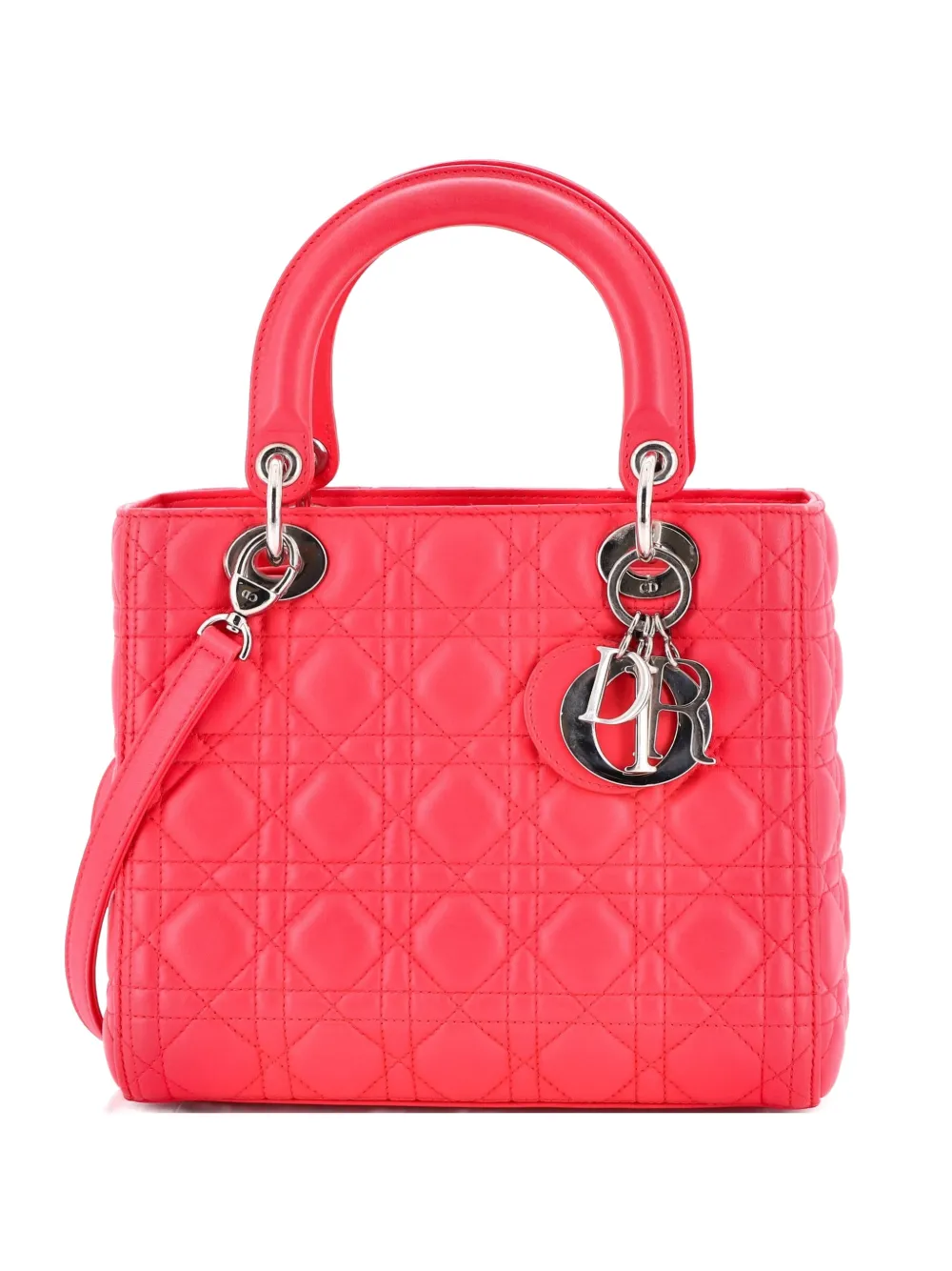 Christian Dior Pre-Owned Borsa a tracolla Lady Dior media in pelle di agnello trapuntata con motivo Cannage - Rosa