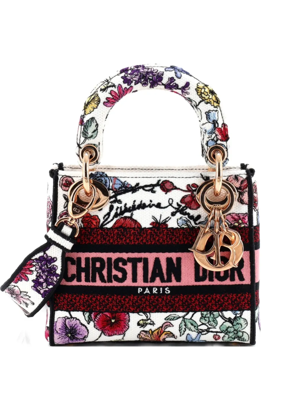 Christian Dior Pre-Owned Lady D-Lite Bag Embroidered Canvas Mini satchel - Multicolore