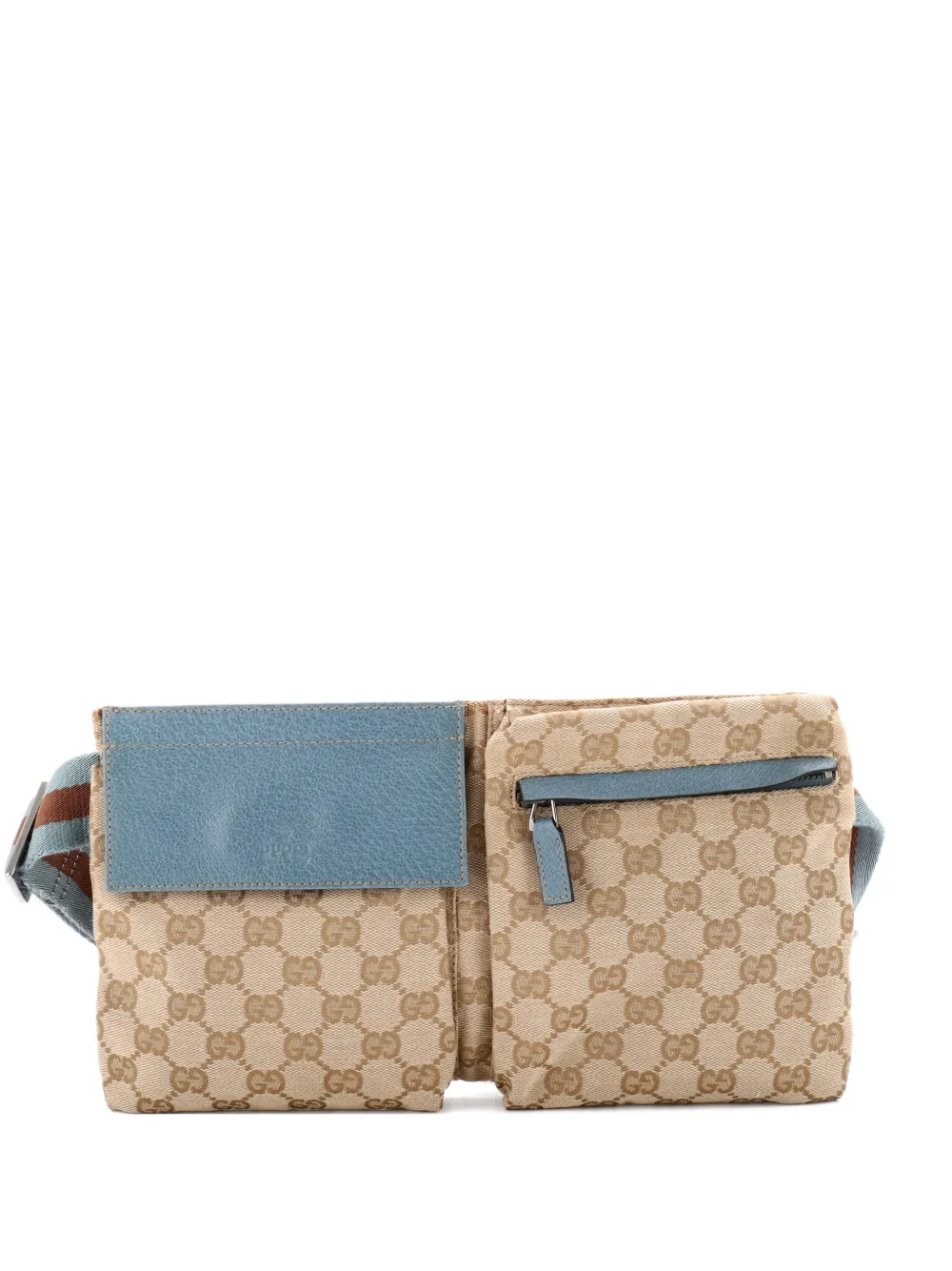 Gucci Pre-Owned Vintage Double GG Canvas with Leather belt bag - Blu