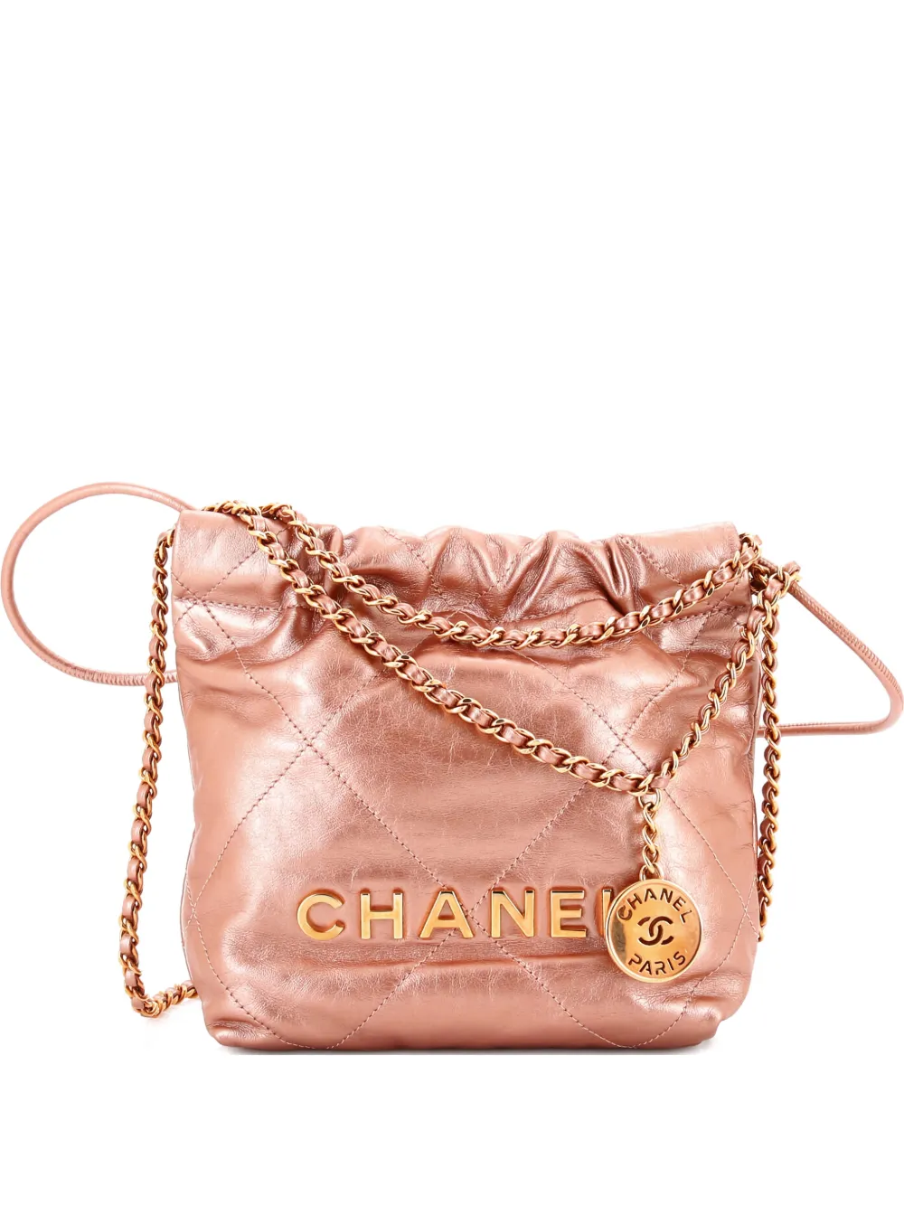 CHANEL Pre-Owned 22 Chain Hobo Quilted Calfskin Mini crossbody bag - Toni neutri