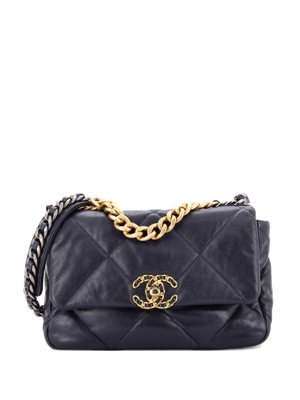 CHANEL Pre-Owned 19 Flap Bag Quilted Leather Medium crossbody bag - Blu