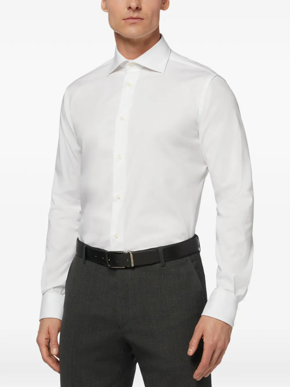 Boggi Milano Pinpoint overhemd met Windsor kraag Wit