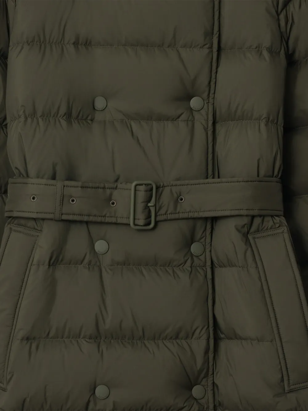 Burberry Donsjas met dubbele rij knopen en capuchon Groen