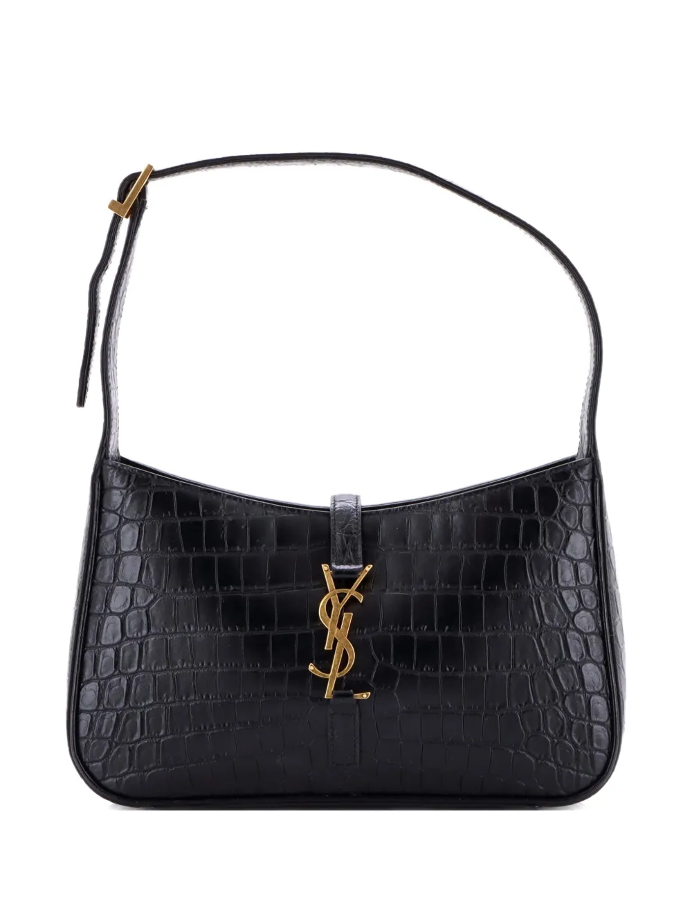 Saint Laurent Pre-Owned Le 5 a 7 Crocodile Embossed Leather Small hobo bag - Nero