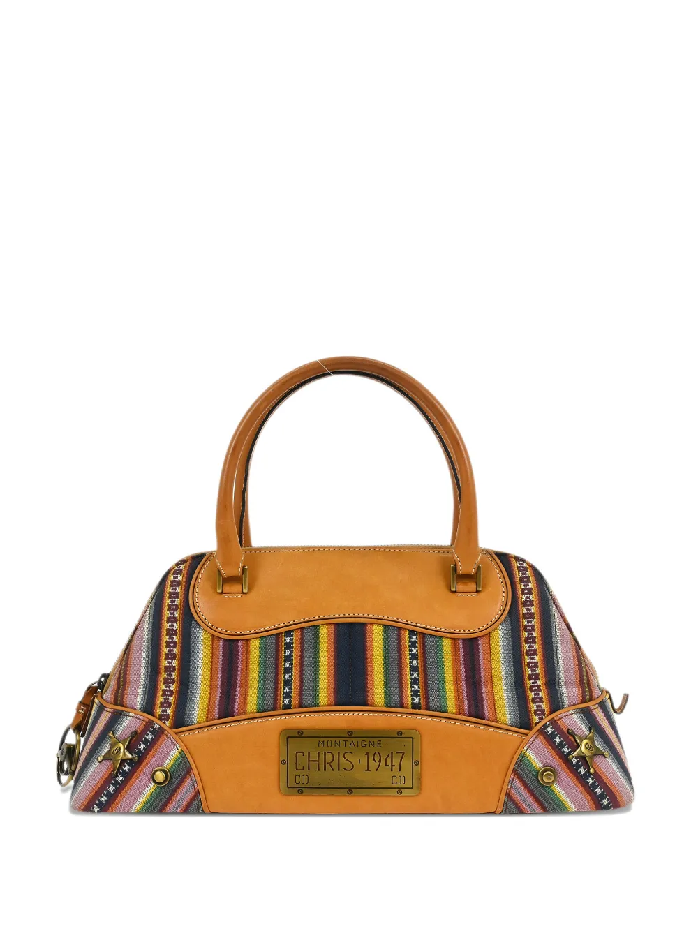 Christian Dior Pre-Owned 2002 Cadillac Bowling striped tote bag - Marrone