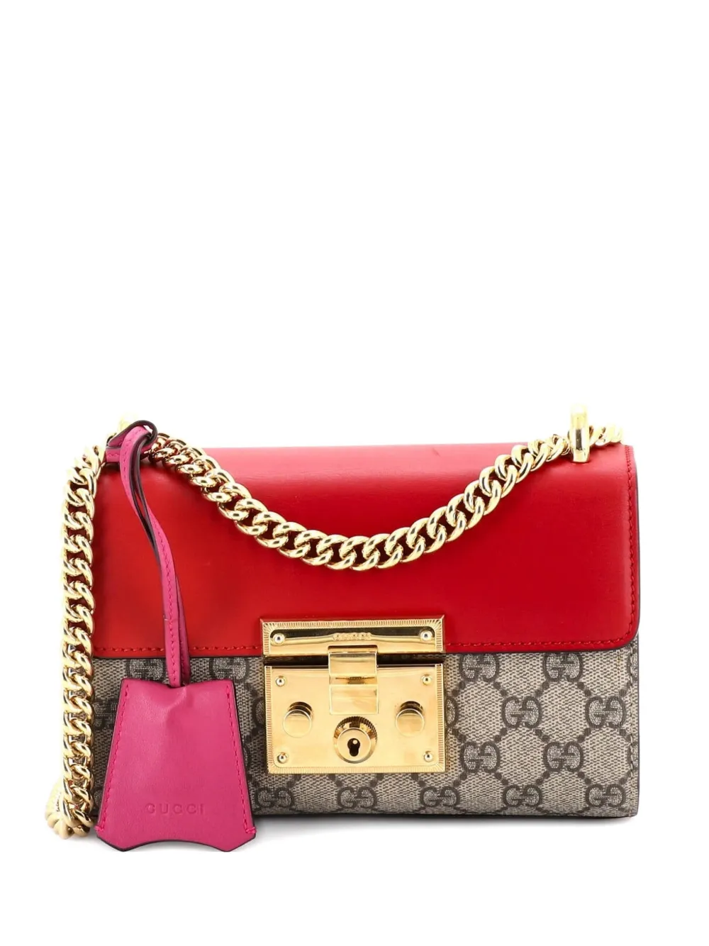 Gucci Pre-Owned Padlock Shoulder Bag GG Coated Canvas and Leather Small crossbody bag - Rosso