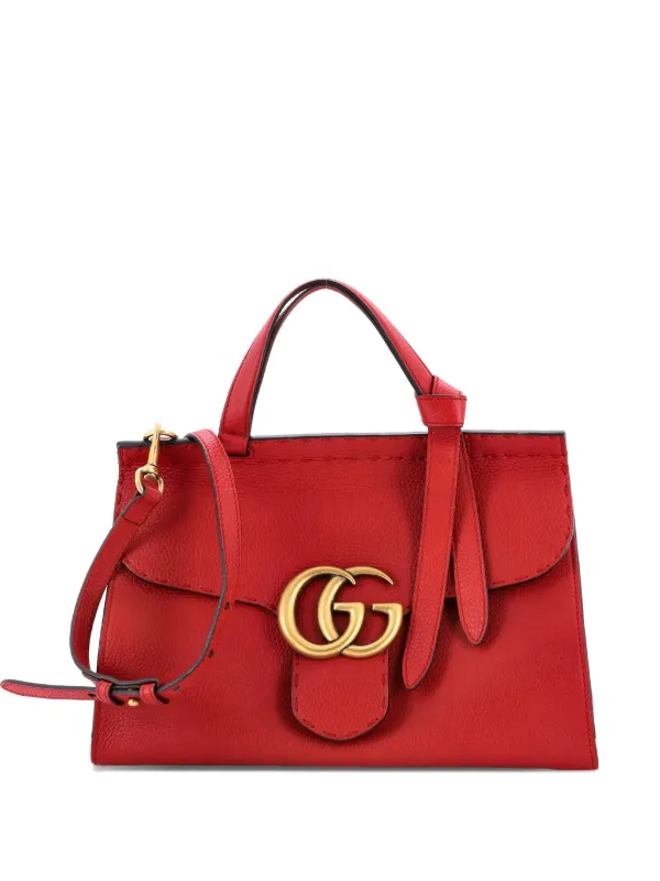 Gucci Pre-Owned GGマーモント トップハンドル バッグ レザー スモール 